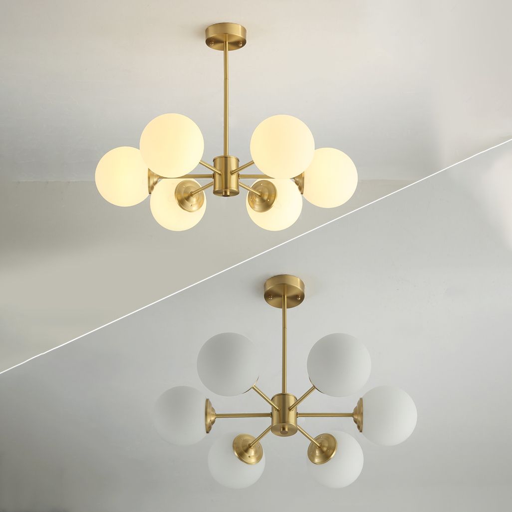 Globe kroonluchter verlichtingsarmaturen Designer Style Multi-Hoofd Suspension Light met witte glazen schaduw