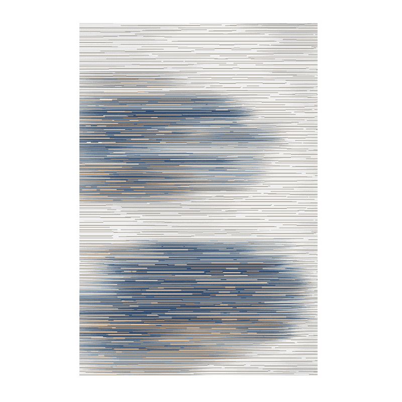 Blue Moedern Area Carpet Tie-Dye Pattern Polyester Rug Easy Care Area Rug for Living Room