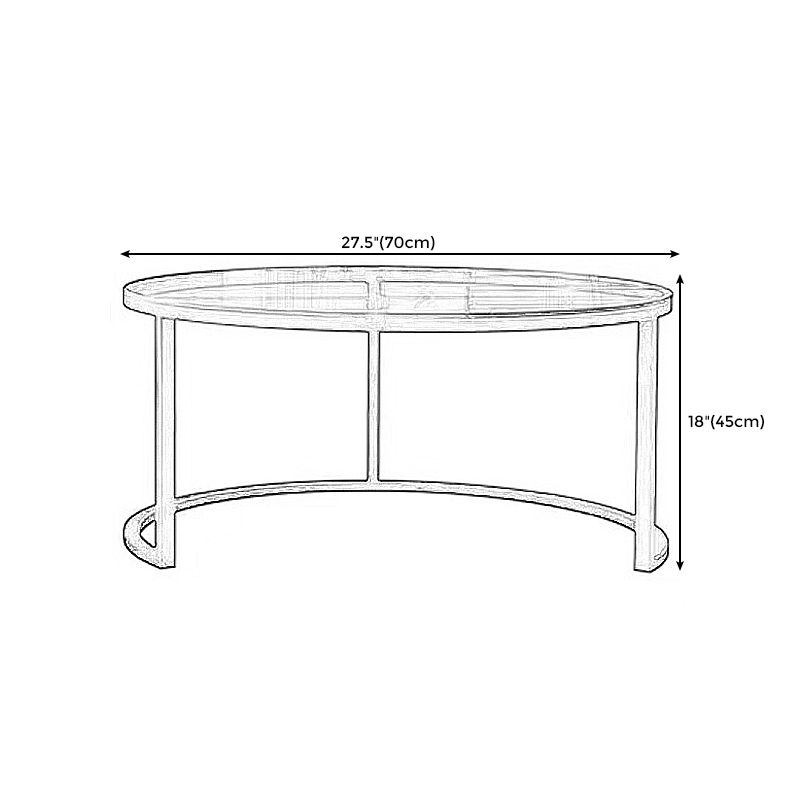 Frame Base Coffee Table Modern Round Glass Cocktail Table - 17.7"
