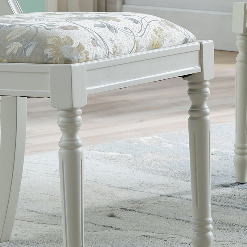 Silla lateral casera tapizada tradicional Sillas de comedor Queen Anne blancas