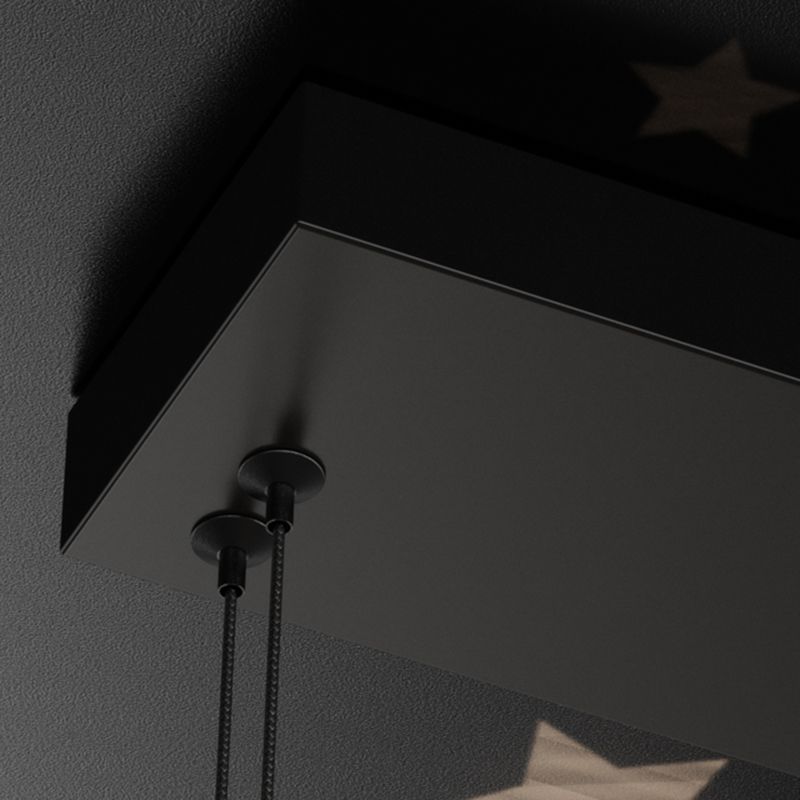 5-Light Geometric Island Light Fixtures Modernism Metal Island Pendant Lights in Black