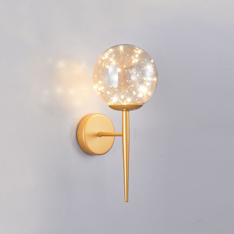 Gypsophila Sconce Lights con tonalità in vetro trasparente muro moderno appeso alla luce in ottone/nero