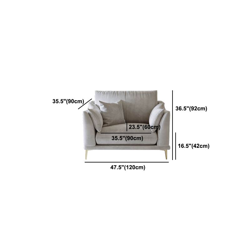 with Pillows Contemporary Sloped Arm Standard Settee Couch in Grey
