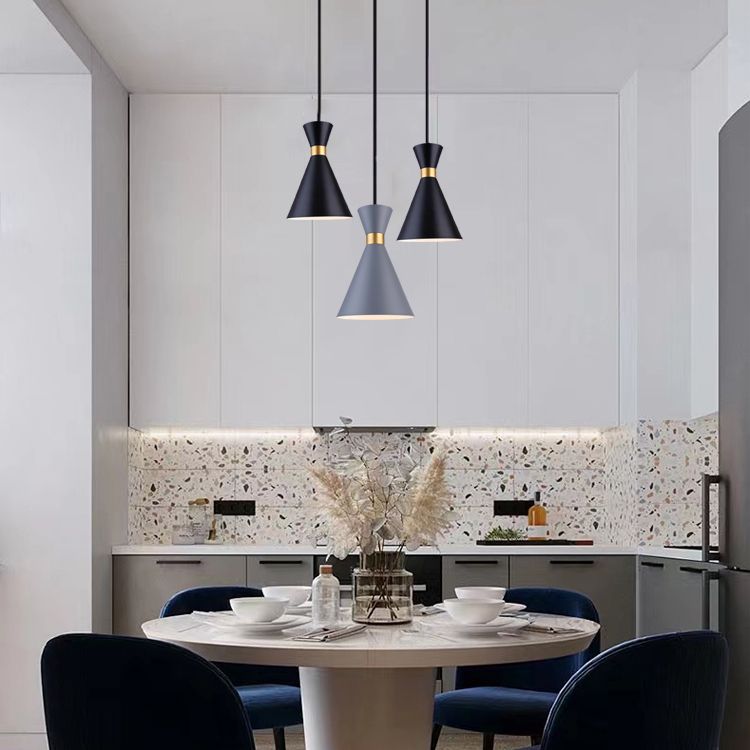 Metal Cone Hanging Lights Modern Macaron Style 1 Head Hanging Mount Fixture for Bedroom