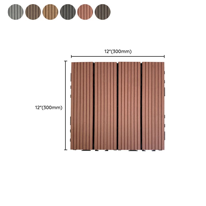 Composite Square Decking Tiles Interlocking Striped Pattern Patio Flooring Tiles