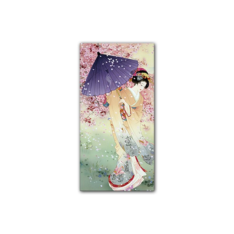 Kimono-Mädchen-Gemälde-Kunstdruck, mehrfarbiger japanischer Stil, Wanddekoration für Wohnzimmer