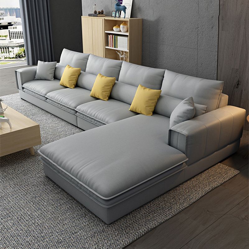 Contemporary Cushions Square Arm Living Room Faux Leather Stationary Sofa