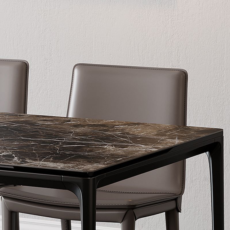Industrial Sintered Stone Top Table Rectangular Table with Metal Base