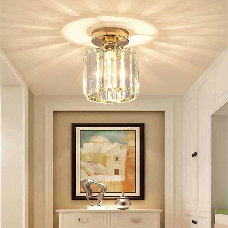 Crystal Geometric Ceiling Mounted Fixture Contemporary Close To Ceiling Lighting Fixture