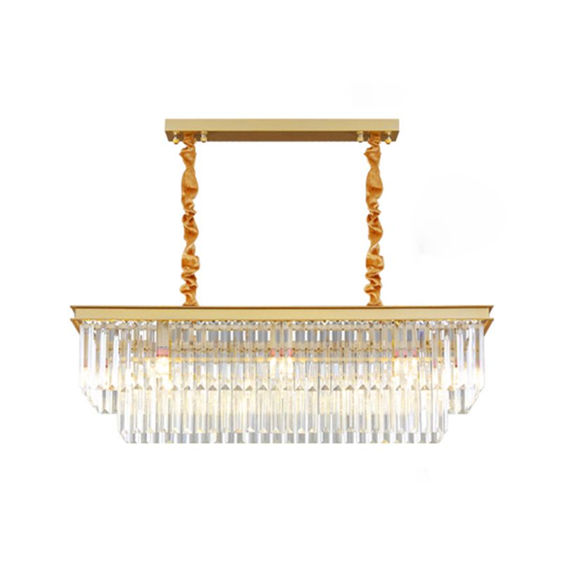 Lineare Inselbeleuchtung in modernen Luxusstil -Kristall -Innenpendelleuchten