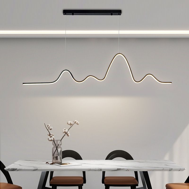 Golden/Black Kitchen Island Lighting Modern Linear LED Ceiling Light for Foyer
