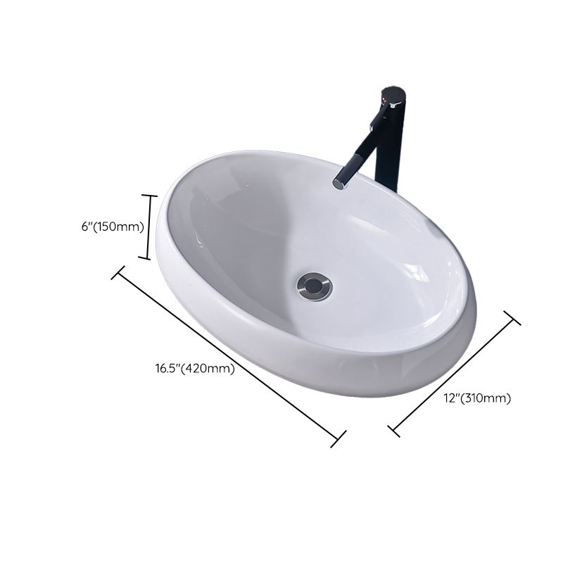 Modern Vessel Bathroom Sink Rectangular Porcelain Basin Sink (Not Include Faucet)
