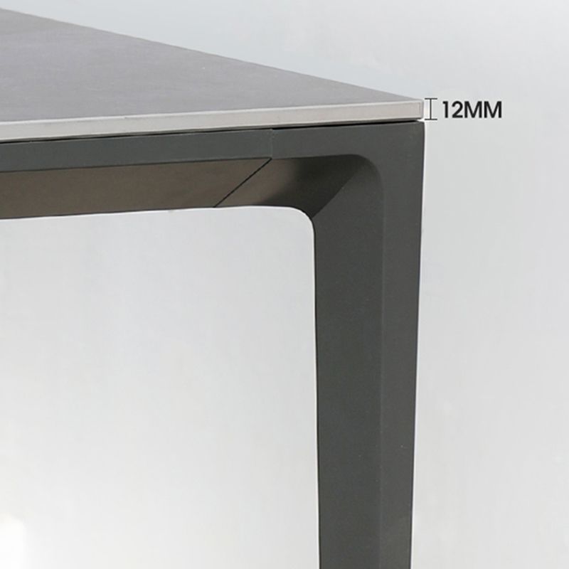 Metal Industrial Dining Table Gray Water Resistant Patio Table
