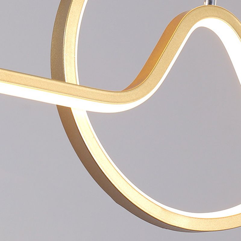 2-Light Modern Ceiling Light Golden/Black LED Island Lighting for Dining Room