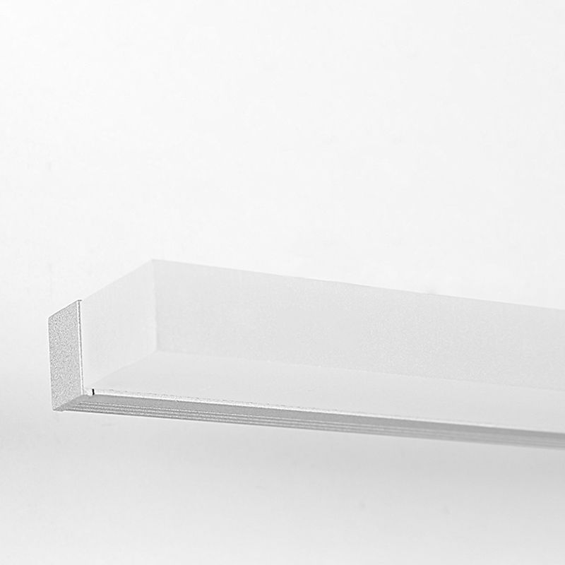 Linear Shape Vanity Light Modern Metal 1 Light LED Mirror Light for Bathroom in Silver