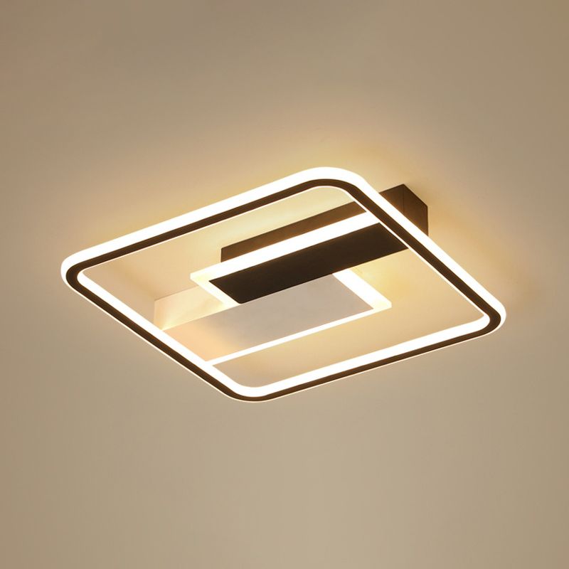 Plafonnier LED à géométrie métallique, luminaire décoratif créatif pour la maison, en noir et blanc