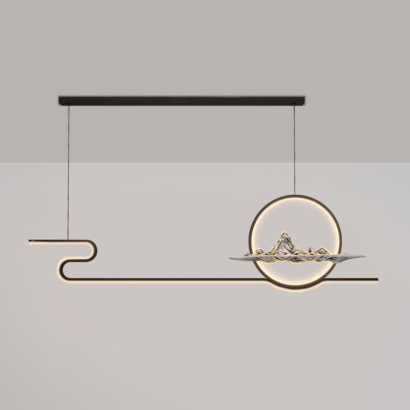 Linear de la iluminación de la isla Linencia colgante de 2 luces de metal moderno