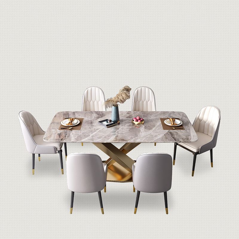 Glam Style Sintered Stone Dining Set Rectangle 1/4/5/7 Pieces Dining Set for Dining Areas