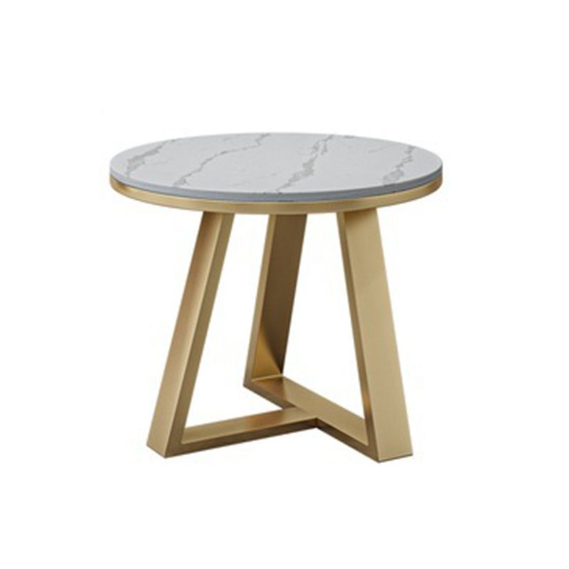 Geometric Stone Top Coffee Table in White of 17.7"/19.7" High