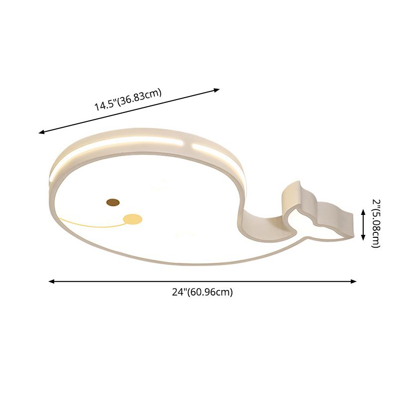 Plafonnier LED en métal en forme d'animaux de dessin animé, plafonnier blanc pour chambre d'enfant avec abat-jour en acrylique