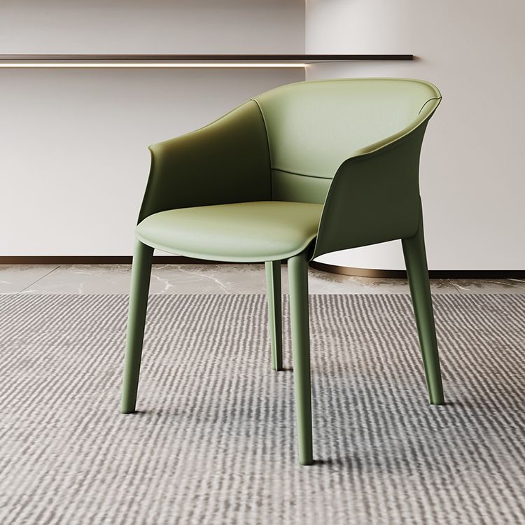 Modern Upholstered Guest Chair Faux Leather Dining Arm Chair