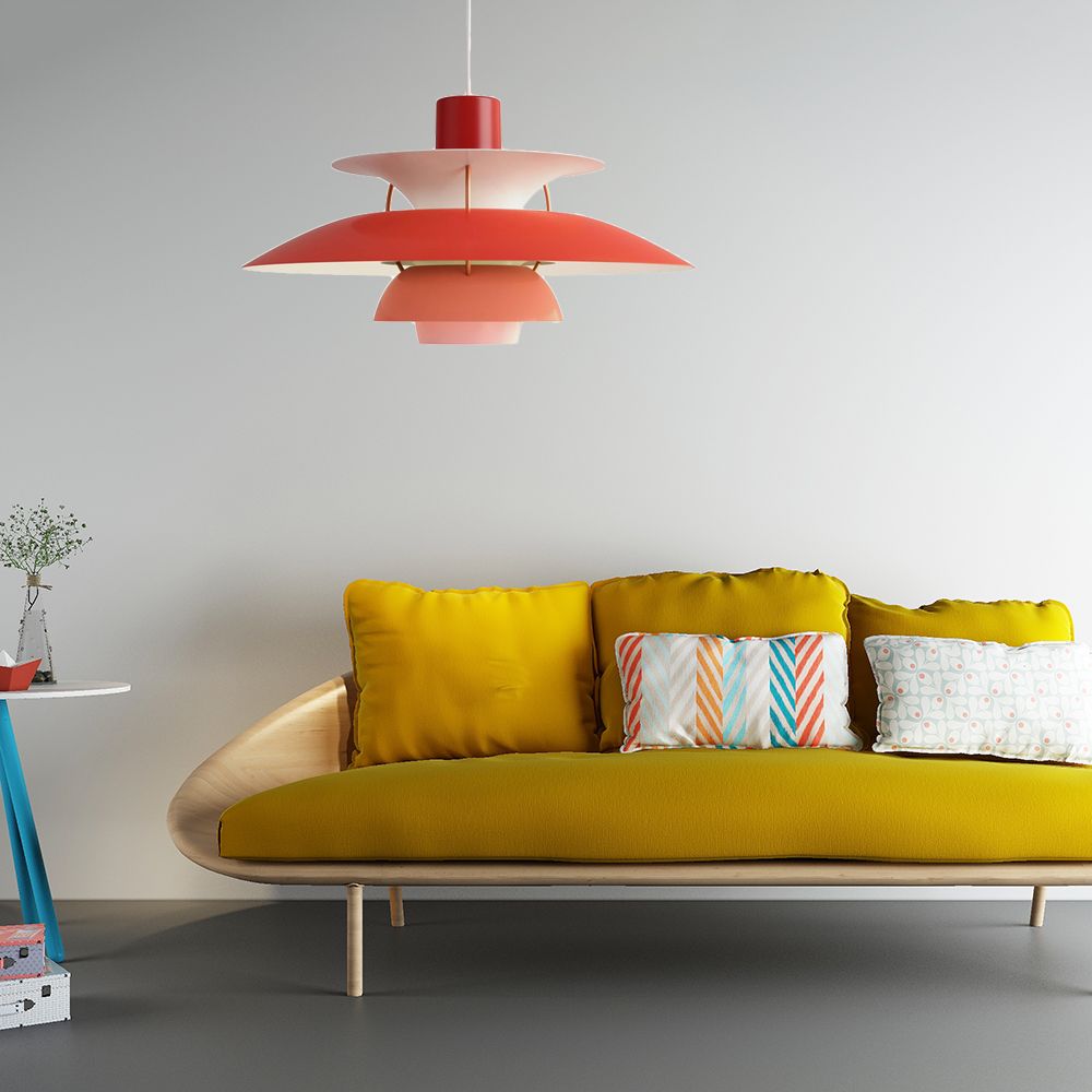 3 Layers Pendant Light with Flared Shade Macaron Style Aluminum 1 Light Black/Gray Hanging Lamp, 12"/16" Wide