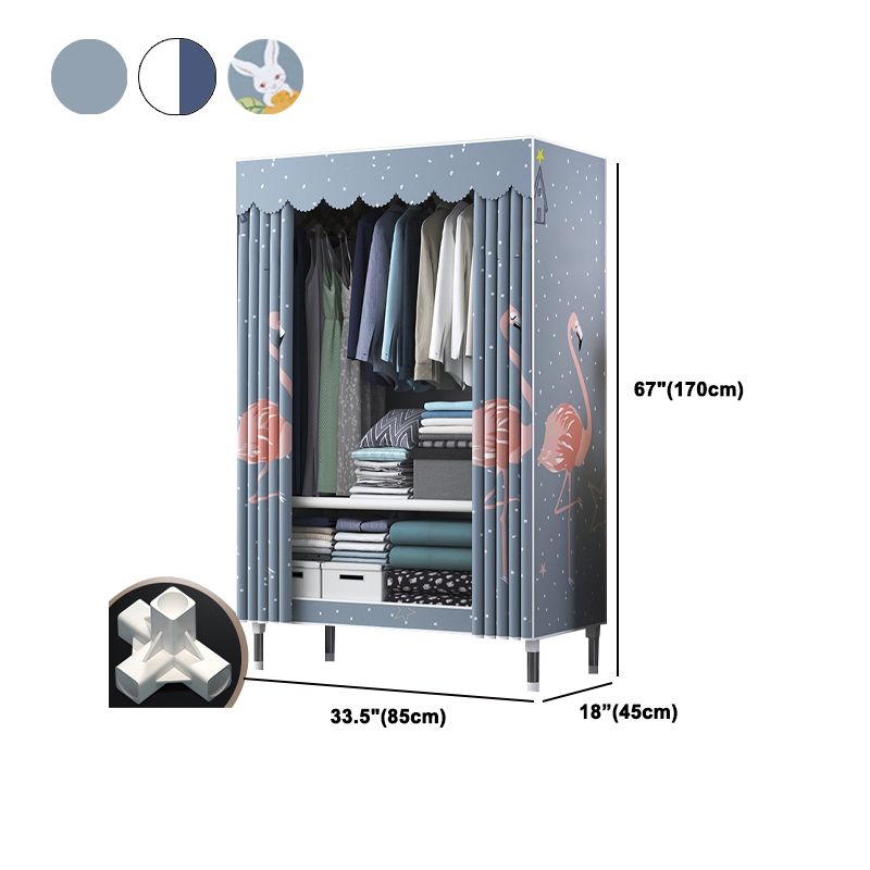 Modern Style Wardrobe Closet Metal Frame Wardrobe Armoire with Shelves