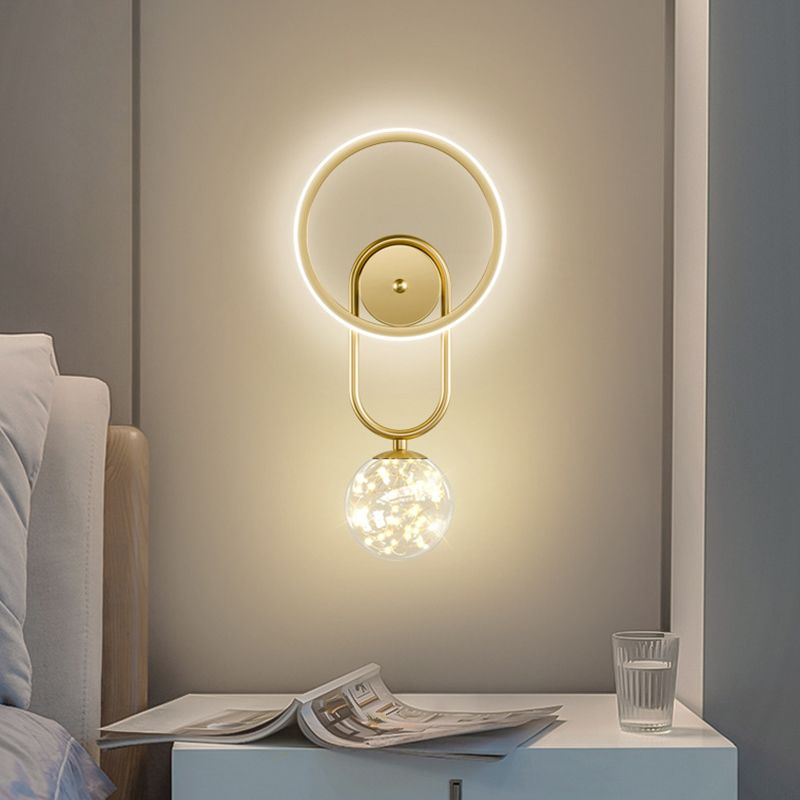 Modern Style Spherical Shape Wall Sconce Glass 2 Light Sconces for Living Room