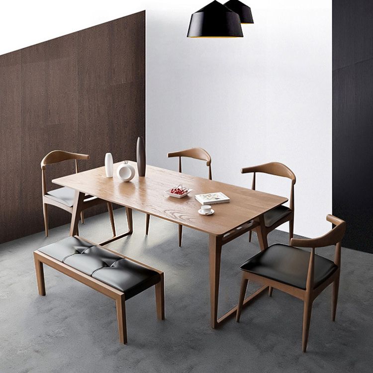 Pine Wood Dining Table Industrial Rectangle Table with Sled Base