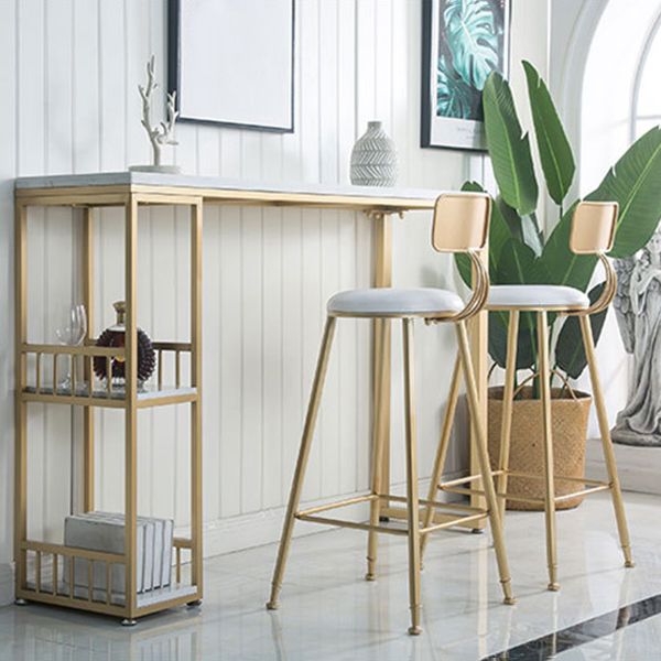 Glam1/2/3 Pieces Bar Table Set Rectangle Marble Counter Table with High Stools