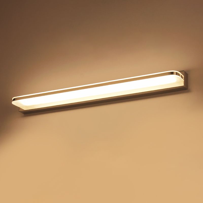 Vanité de paroi rectangulaire Lumière simple en acier inoxydable chromé 16,5 "/20,5" /24.5 "L LED Appiculture avec coin arrondi, lumière chaude / blanche