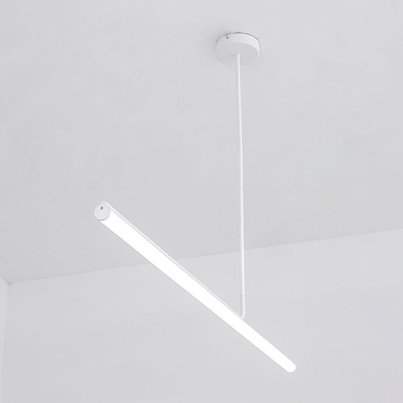 Modern Aluminum Pendant Lighting Linear Shape Hanging Light Fixtures in Black and White