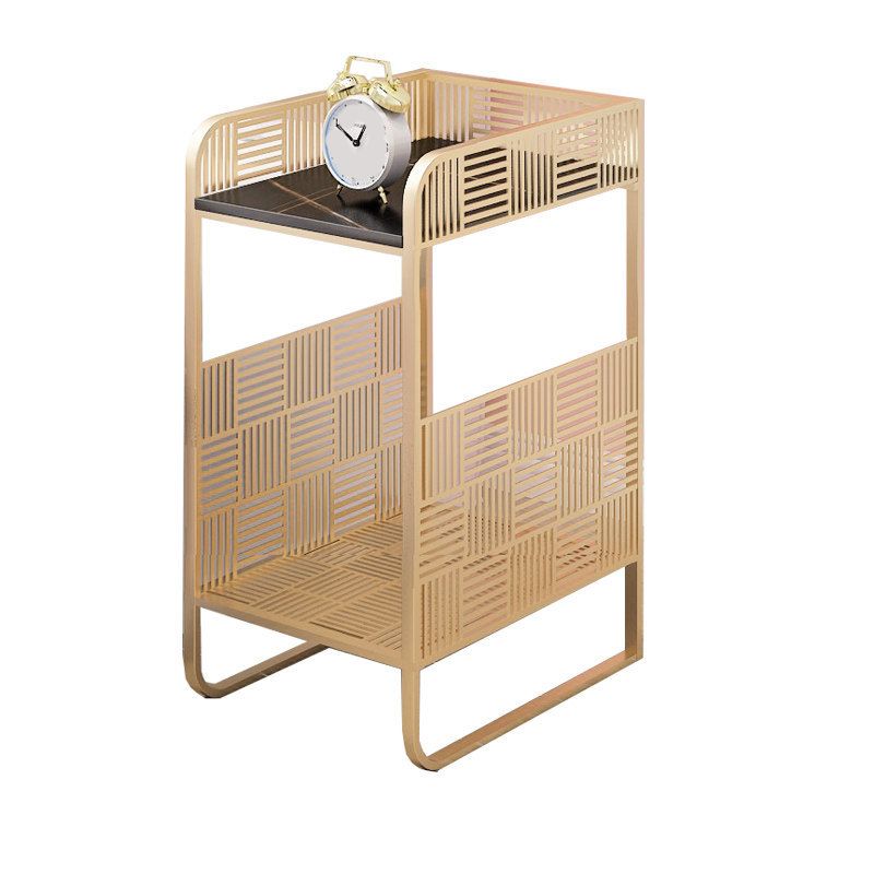 19.69" Tall Stone/Iron Nightstand Contemporary 1 - Shelf Night Stand