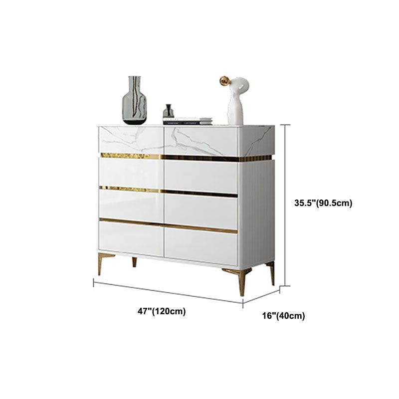 Glam Stone Bedroom Chest 16" Wide Storage Chest in White with Drawers