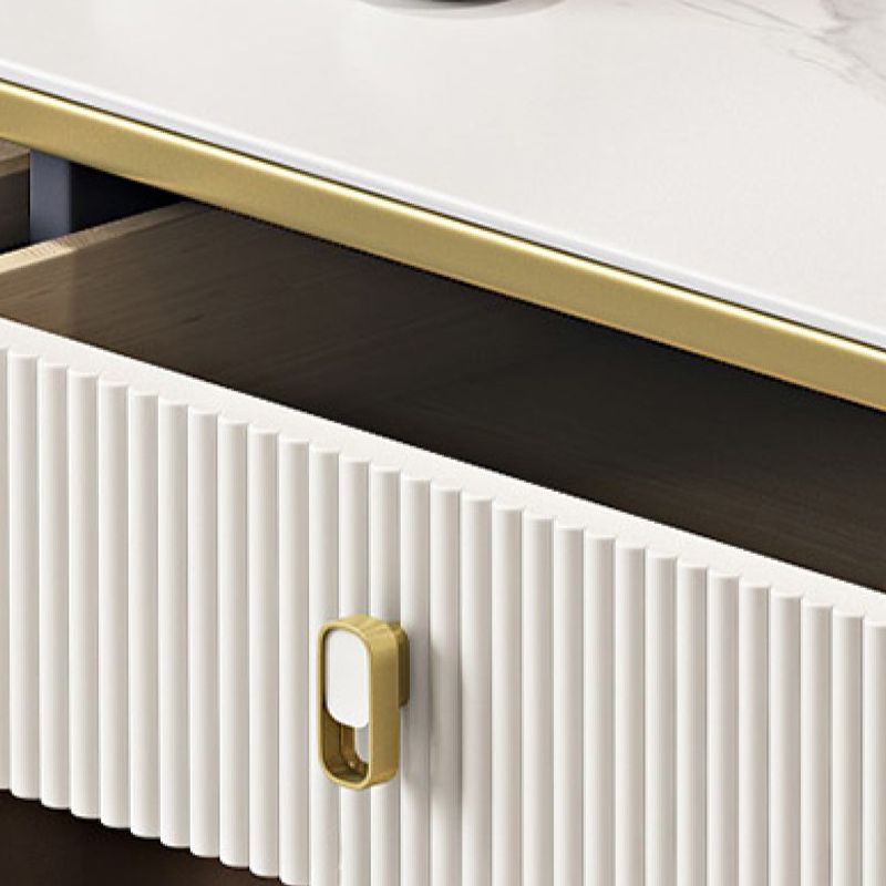 5 Drawers Stone Makeup Table Desk Vanity for Women, 17.12" D x 30.31" H, White/Blue