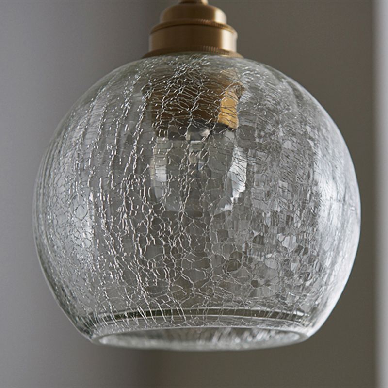 1 Light Spherical Pendant Lamp Vintage Industrial Crackled Glass Hanging Lamp for Living Room