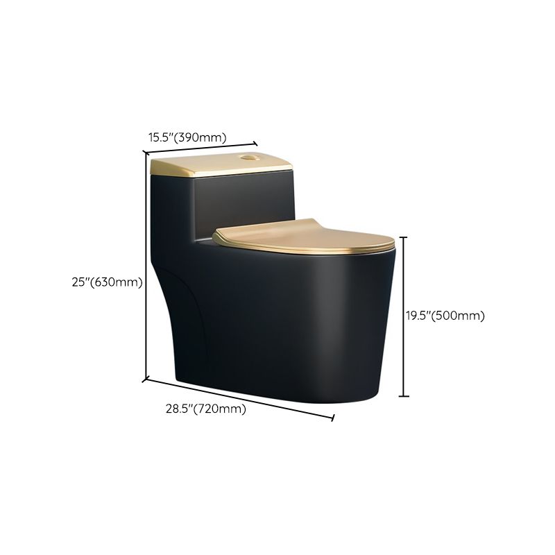 Traditional One Piece Toilet Floor Mounted Black Toilet Bowl with Seat for Washroom