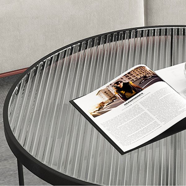Contemporary Coffee Table Set Glass Round 2-Piece Coffee Cocktail Table