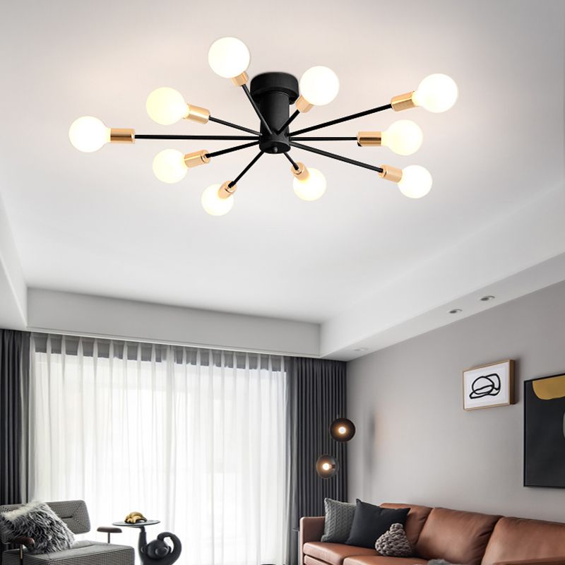 Radiaal metaalspoeling Mount Lighting Industrial Living Room Semi Flush Light