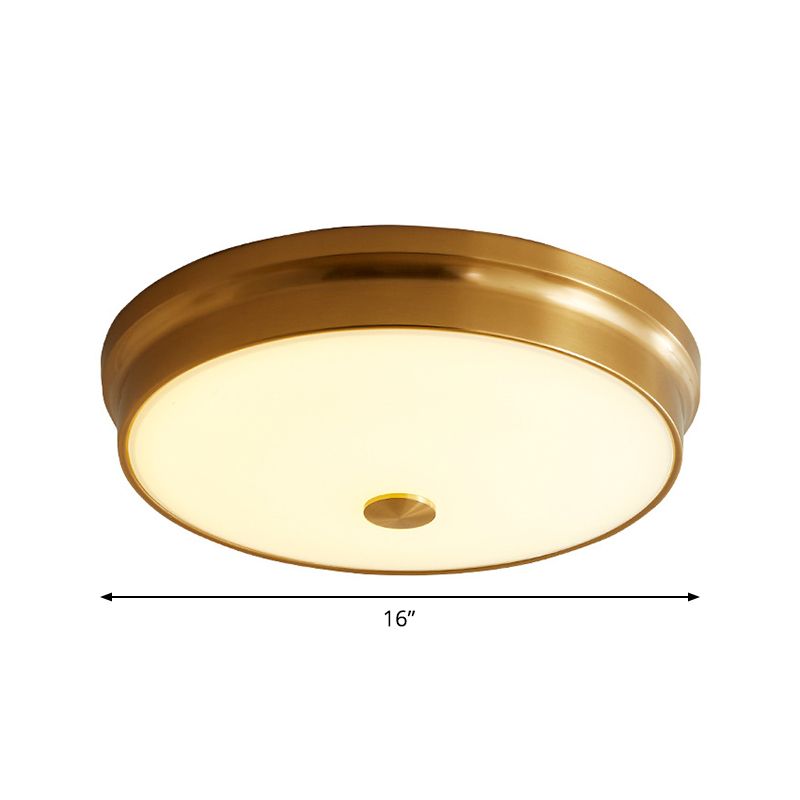 12.5"/16" Dia Antiqued Gold LED Flush Mount Simplicity White Glass Bowl/Round Ceiling Light for Bedroom