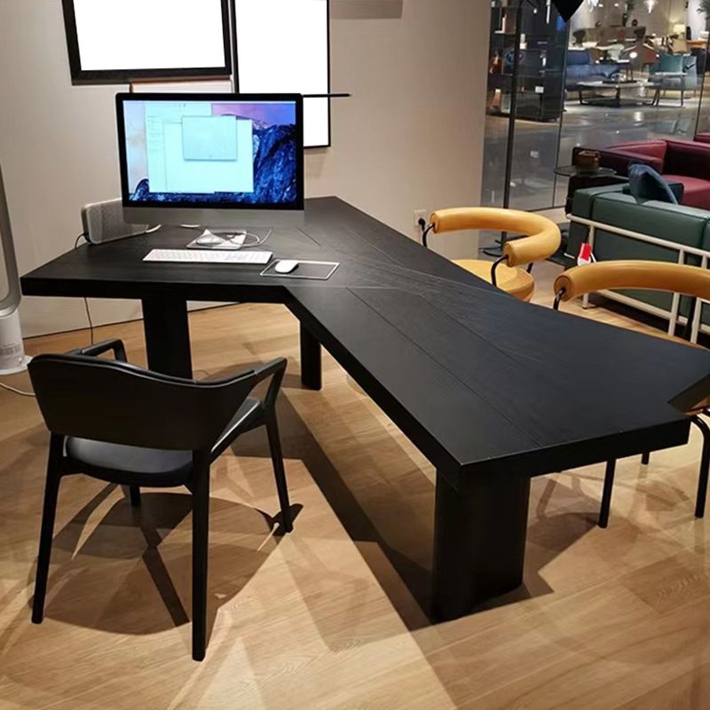 Contemporary Style Office Laptop Table Wooden Writing Desk in Black