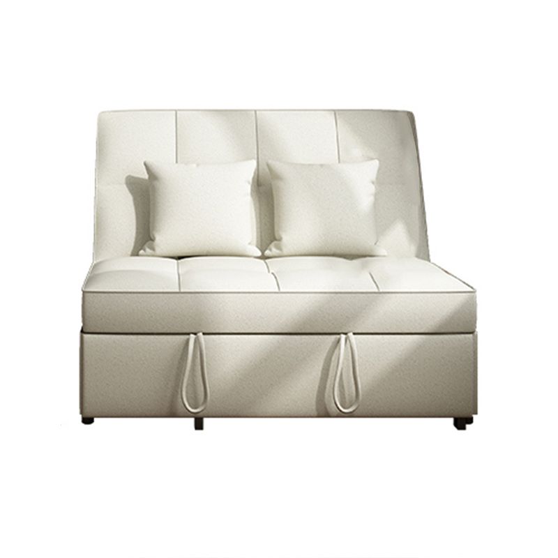 Contemporary Faux Leather Sleeper Sofa Biscuit Back Armless Sofa Bed