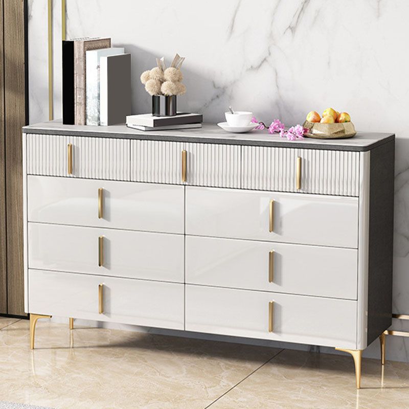 Stone Glam Storage Chest Bedroom White Chest with Metal Legs