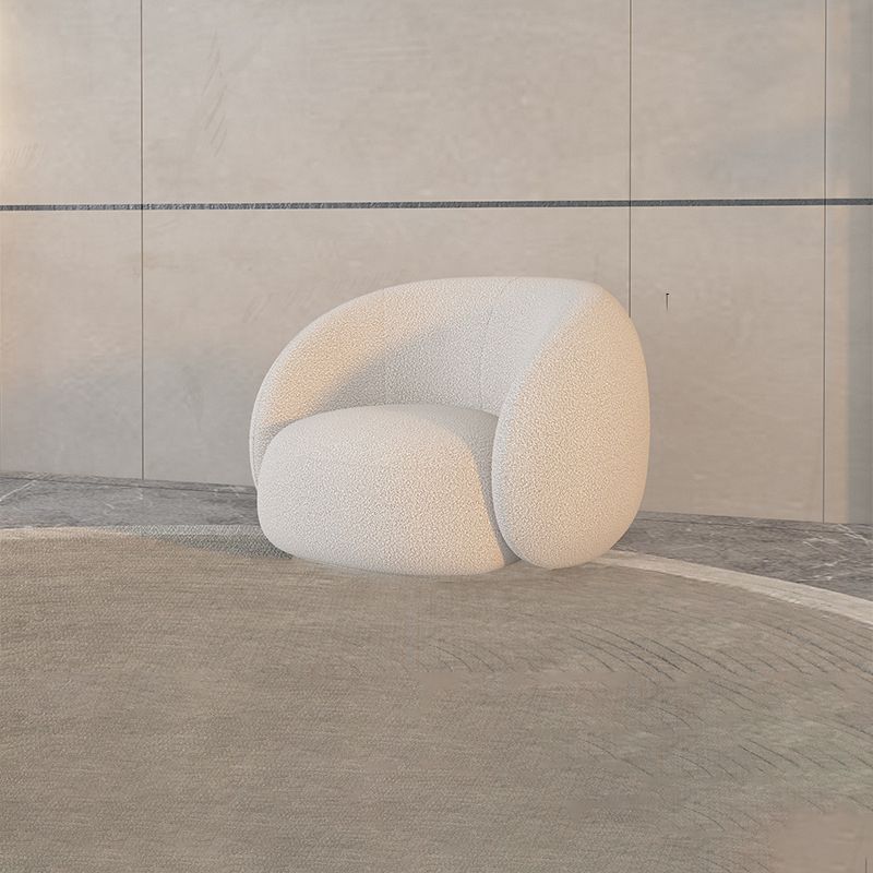 Contemporary Tuxedo Arm Sofa Fabric Loose Back Settee in White