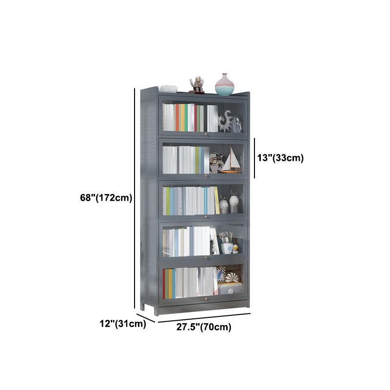 Modern Wooden Bookcase Rectangular 12.2"W Bookshelf in Dark Taupe