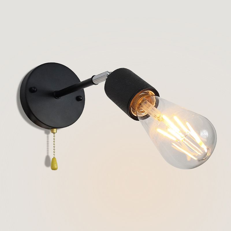Industrial Tapered Shape Wall Mount Light Fixture Metal 1 Light Sconce Lamp in Black