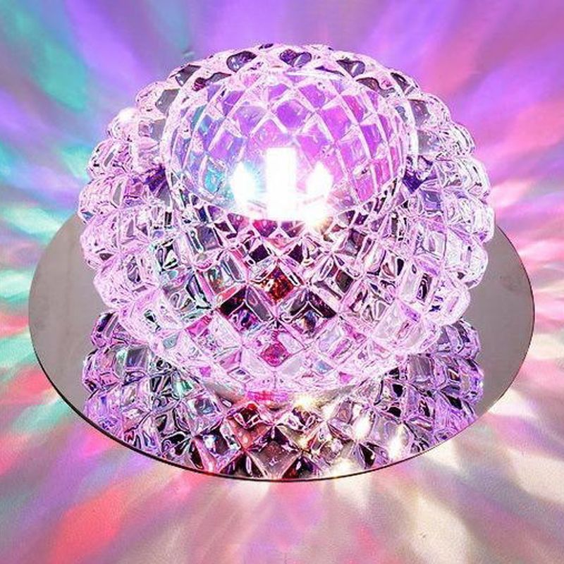 Moderne, quadratische, bündig montierte Kristall-Deckenleuchte mit Loch von 7,6 cm Durchmesser