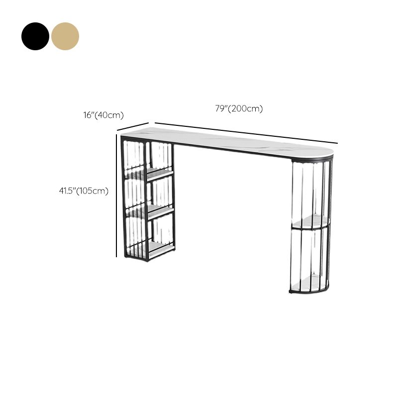 Modern Metal and Stone Bar Table Free Form Bar Table with Storage Base