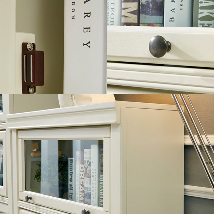 Contemporary Style Bookshelf with Door White Bookcase for Office and Study Room