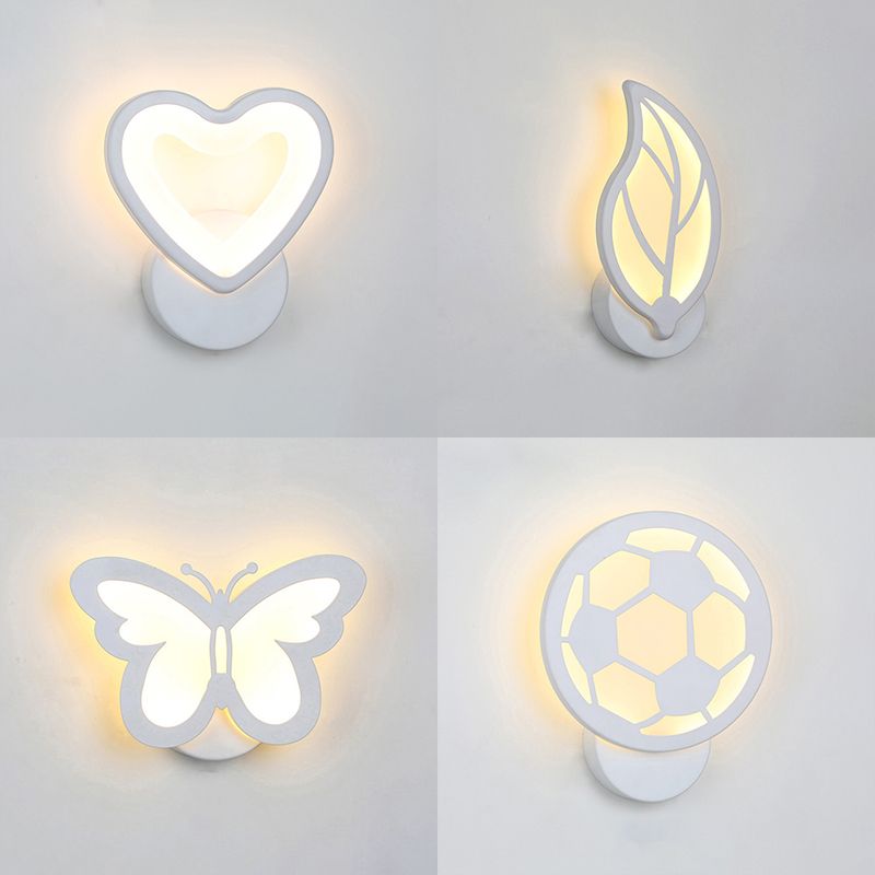 1-Light Geometric Wall Mount Light Modern Style Metal Wall Mount Lighting in White